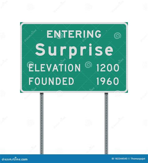 entering surprise road sign stock vector illustration  date arizona
