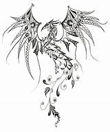 Phoenix Tattoo Dragon Line Drawing Drawings Tattoos Getdrawings Rising Tribal Designs Choose Board Small sketch template