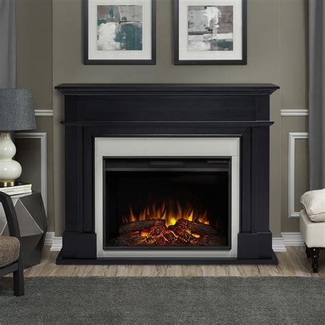 real flame harlan grand   electric fireplace  black  blk  home depot