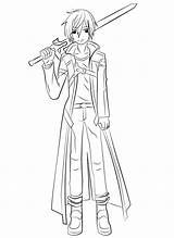 Kirito Coloring Anime Popular sketch template