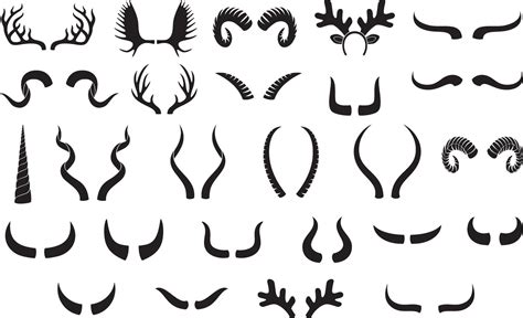 horns silhouettes set  vector art  vecteezy