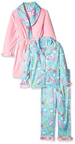 bunz kidz  girls toddler unicorn  rainbows robe   piece pajama set pink