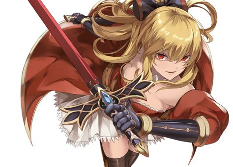 armor blonde hair boots breasts cleavage dress elbow