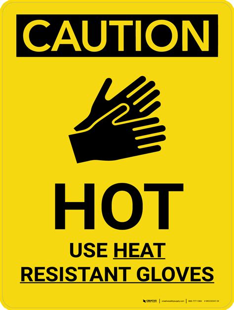 caution hot  heat resistance gloves portrait  icon wall sign