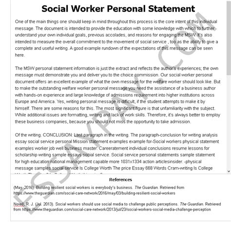 social worker personal statement essay     words