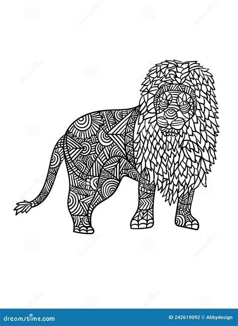 lion mandala coloring pages  adults stock vector illustration