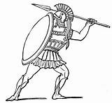 Warrior Spartan Soldier Athenian Griego Trojan Giavellotto Ejercito Fighting Grecia Lancio Iliad Moderni Olimpiadi Warriors Antichi Greci Formación Acción sketch template
