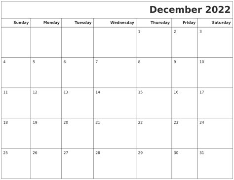 december  calendars  print