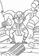 Samson Coloring Pages Popular Temple sketch template