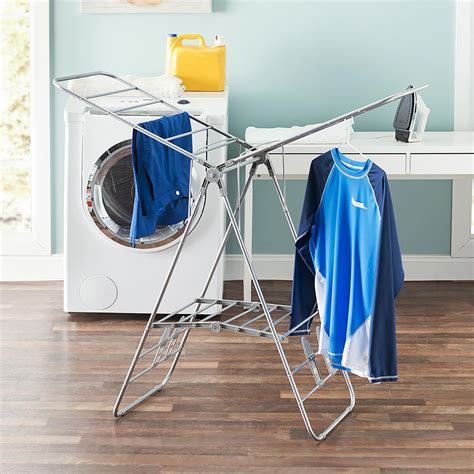 folding  collapsible indoor  outdoors clothes drying rack silver