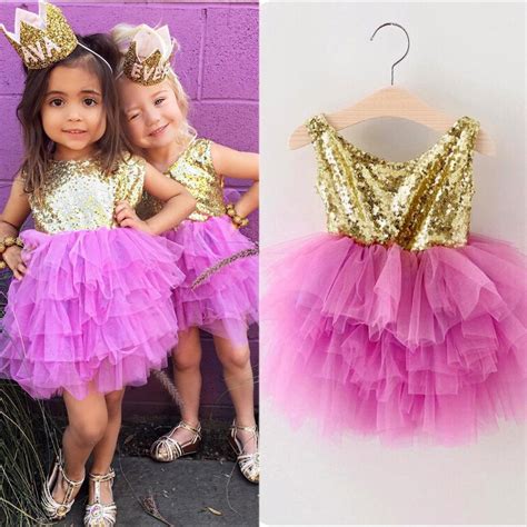 sequin toddler infant kids girls clothes princess dresses ruffles