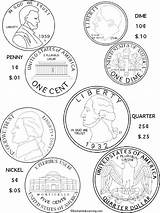 Money Coloring Pages Printable Fake Play Getdrawings Getcolorings Coins Template sketch template