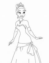 Tiana Princess Coloring Pages Print Hellokids Color Disney sketch template
