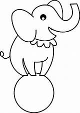 Elephant Circus Outline Coloring Pages Color sketch template