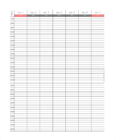 printable weekly appointment sheets