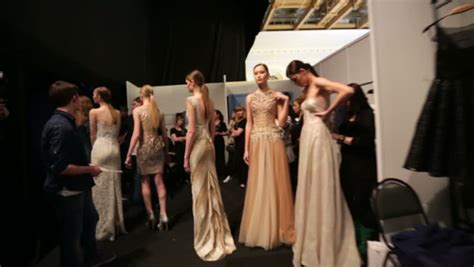 moscow russia march 29 2015 behind the scenes dressing room models during fashion show