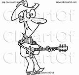 Cartoon Guitar Singer Cowboy Playing Male Country Illustration Clipart Toonaday Royalty Vector 2021 sketch template