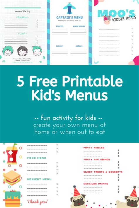 printable restaurant activity fill   blank kid menus