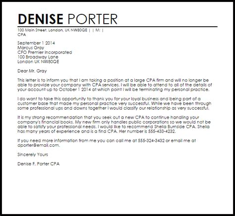 cpa client termination letter  letter samples  templates