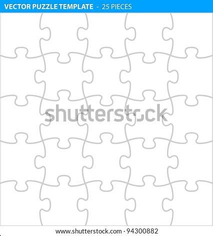 complete puzzle jigsaw template  print  pieces stock vector