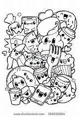 Coloring Food Pages Cute Doodle Faces Printable Color Colorings Getcolorings Getdrawings Kids sketch template