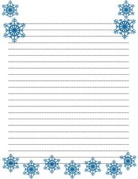 snowflakewinter themed lined paper  karen pedri tpt