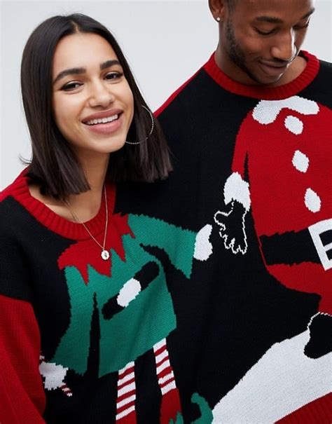 Asos Boohoo Santa And Elf Two Person Holiday Sweater 44