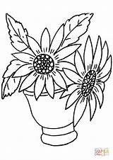 Sunflowers Girasole Girasoli Vaso Kolorowanka Kolorowanki Wazonie Słoneczniki Rysunek Sonnenblumen Slonecznik Fiori sketch template