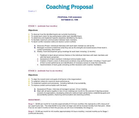 coaching proposal  examples format  examples