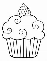 Coloring Cupcake Pages Strawberry Printable Clipart Cupcakes Colouring Birthday Very Choose Board sketch template