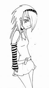 Emo Anime Coloring Girl Pages Drawings Cute Drawing Easy Deviantart Angel Girls Manga Outline Cool Goth Draw Printable Teenagers Color sketch template