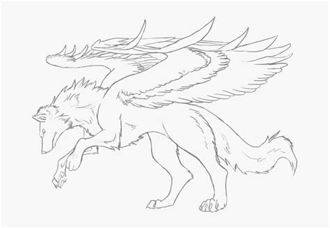 anime winged wolves coloring pages coloring book hd png