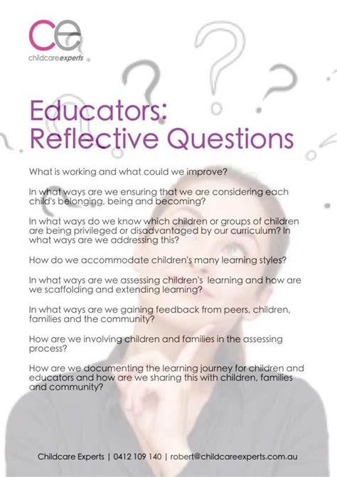 reflective questions  educators early childhood education