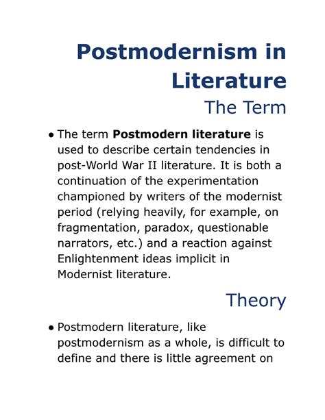 postmodernism  literature postmodernism  literature  term