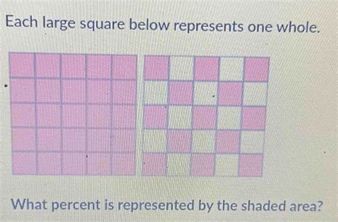 large square  represents    percent  represented   shaded  algebra
