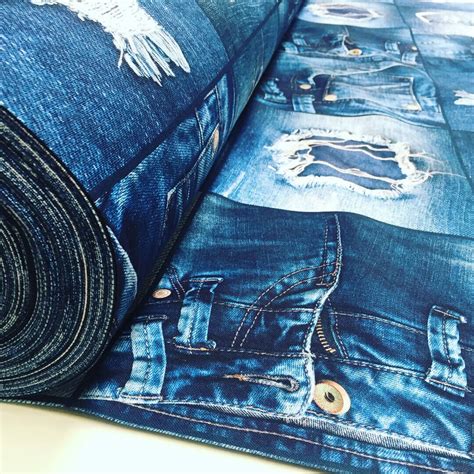 digi denim jeans effect fabric  furnishing curtains backdrop