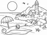 Coloring Beach Pages Sunset Summer Landscapes Kids Color Lighthouse Colouring House Preschool Adults Printable Adult Print Ocean Sheets Getcolorings Landscape sketch template