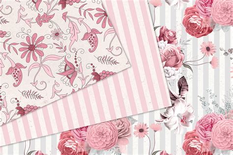 pink floral digital paper  textures design bundles