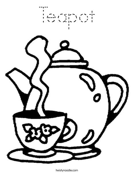 teapot coloring page tracing twisty noodle