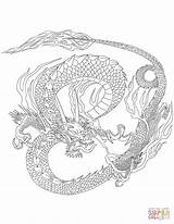 Coloring Dragon Chinese Pages Printable sketch template