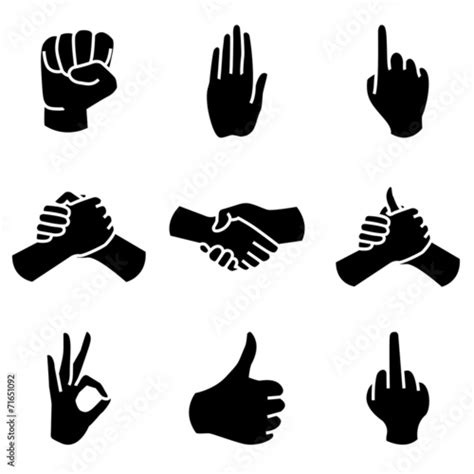 human hand collection  hands gestures signals  stock image  royalty