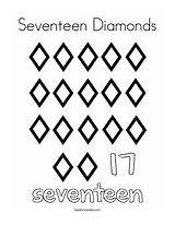 Coloring Seventeen Diamonds Number 17 Pages Color Twistynoodle Noodle sketch template