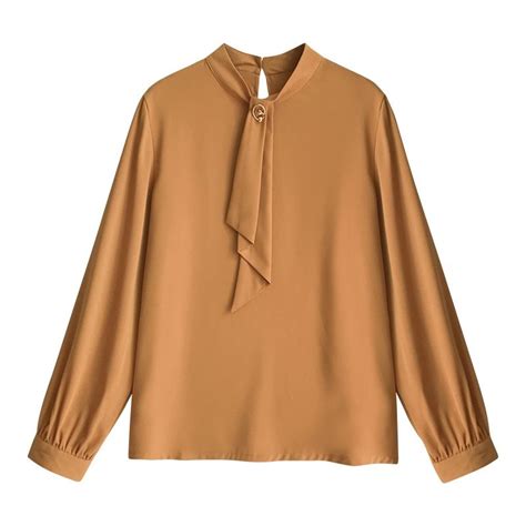 lantern sleeve long sleeve blouse autumn winter new bow tie neck plain blouse shirts plus size 4xl yellow office blouses tops