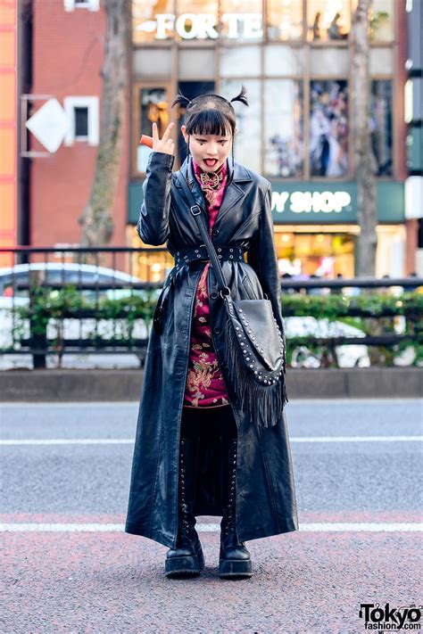 leather style in harajuku w shaved hairstyle o ring choker leather