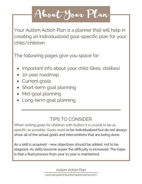 create  goal specific roadmap   child  autism