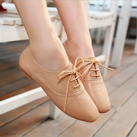 oxford shoes lace  wholesale beauty women shoes  lady fashion flat shoes brown