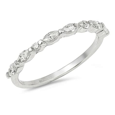 Sac Silver Clear Cz Wedding Ring Stackable Set New 925 Sterling