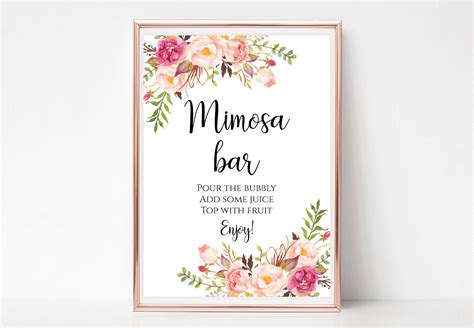 mimosa bar sign printable wedding mimosa bar decor template etsy