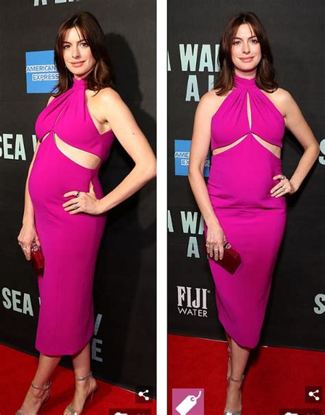 Glowing Anne Hathaway Proudly Displays Her Pregnant Belly As She Heads