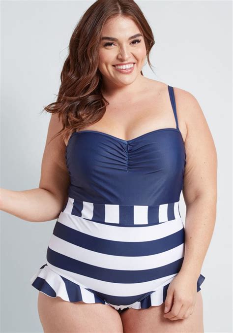 Plus Size One Piece Swimsuit Retro One Piece Swimwear